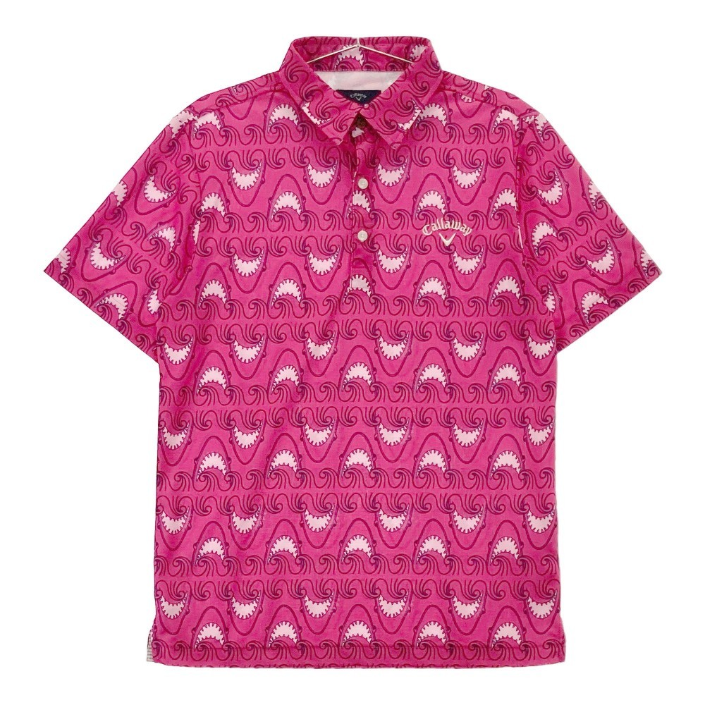 CALLAWAY キャロウェイ 半袖 ポロシャツ 総柄 ピンク系 L [240001983476] ゴルフウェア メンズ_画像1