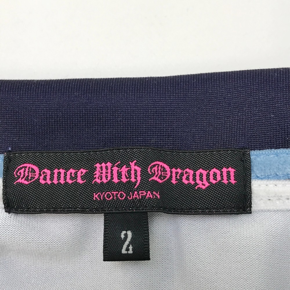 DANCE WITH DRAGON ダンスウィズドラゴン D2-153304 半袖ポロシャツ 総柄 ネイビー系 2 [240001988570] ゴルフウェア レディース_画像7