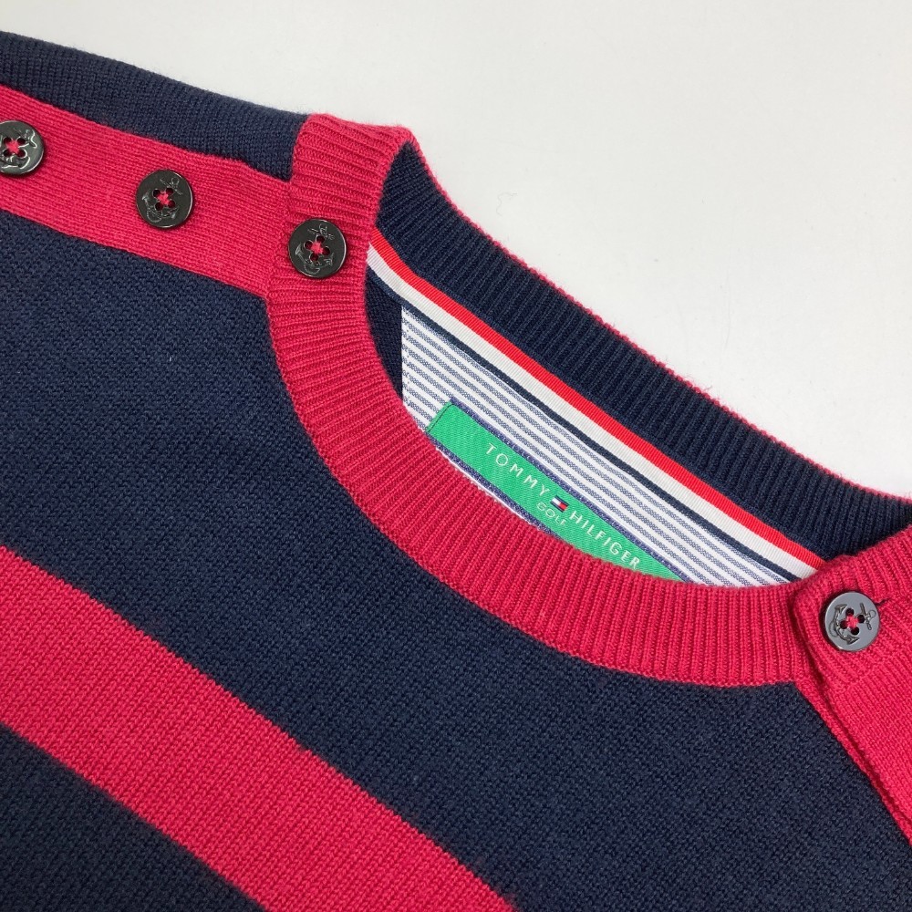 TOMMY HILFIGER GOLF トミー ヒルフィガーゴルフ 長袖ニット セーター ボーダー柄 ネイビー系 L [240101123093] ゴルフウェア レディース_画像5