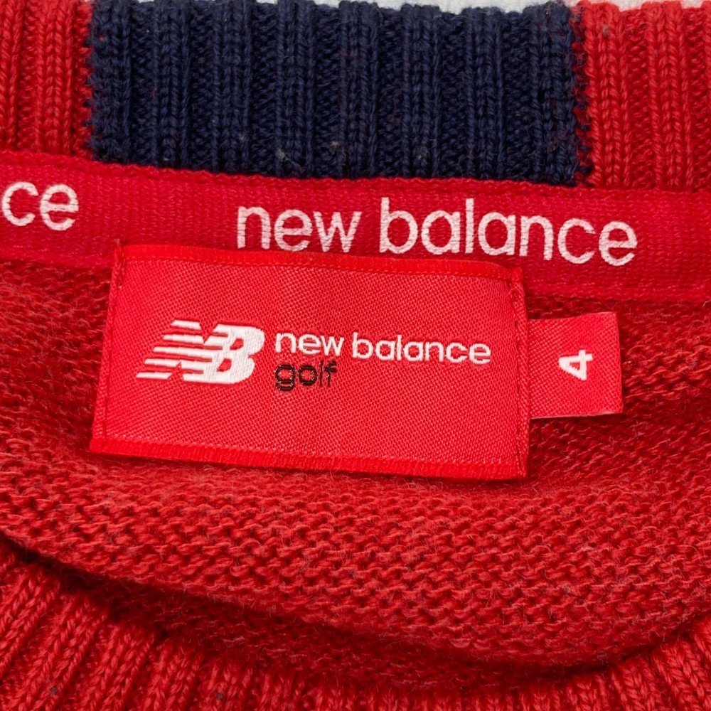 NEW BALANCE ニューバランス ニット セーター ボーダー柄 レッド系 4 [240101093808] ゴルフウェア メンズ_画像3