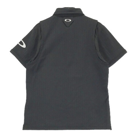 OAKLEY オークリー ボタンダウン 半袖ポロシャツ ストライプ柄 ブラック系 M [240001874284] ゴルフウェア メンズ_画像2
