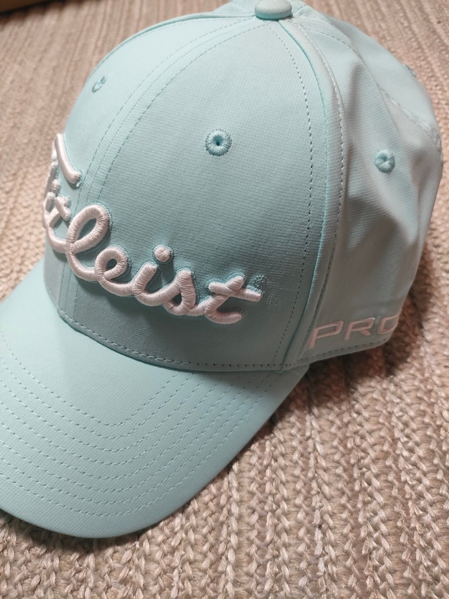 新品 未使用 Titleist タイトリスト キャップ サックスブルー 水色 ストレッチ 紫外線カット 抗菌 吸水速乾 帽子 メンズ ゴルフウェア PRO_画像3