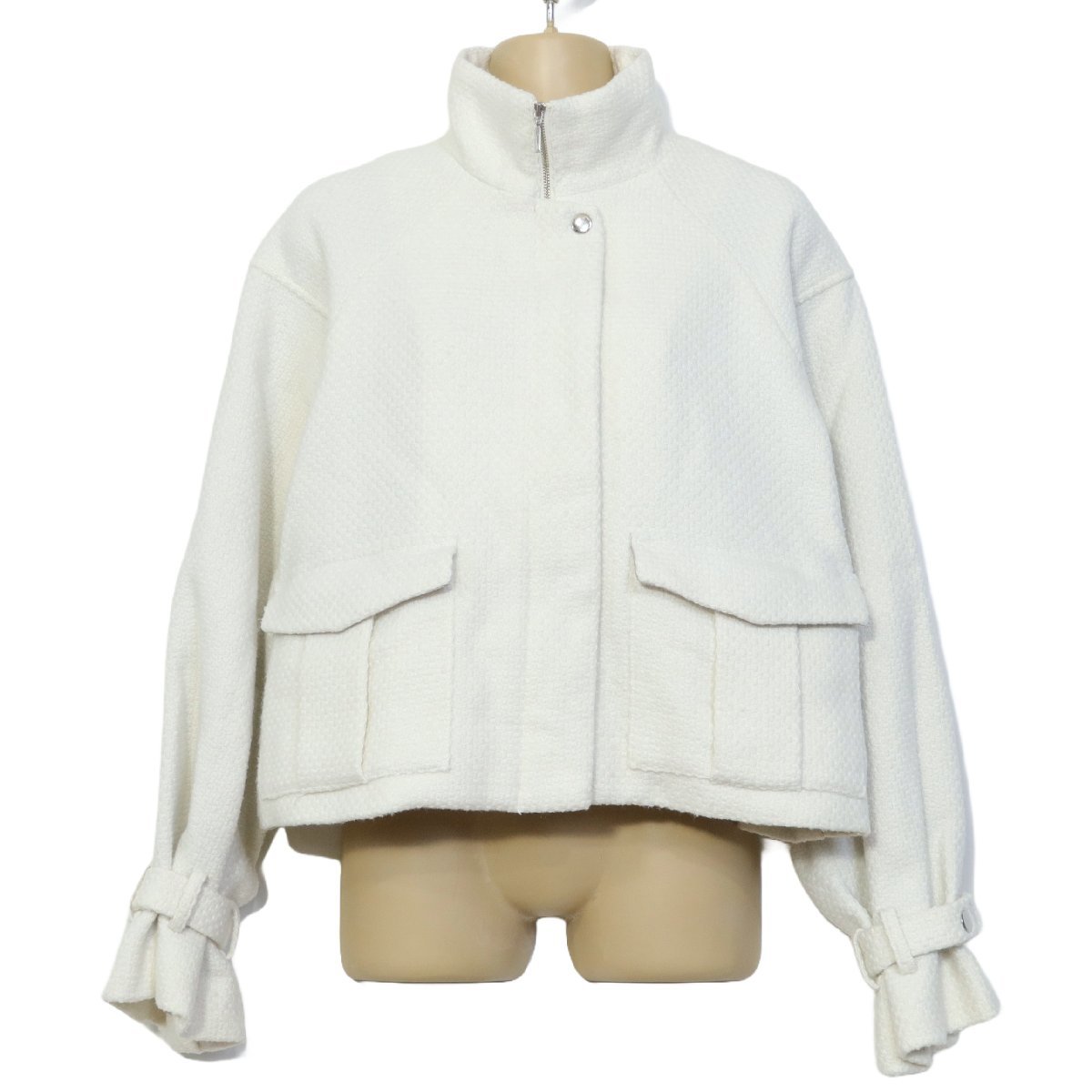  Indivi * jacket Zip up short high‐necked size 38 cuffs belt off white series z5776