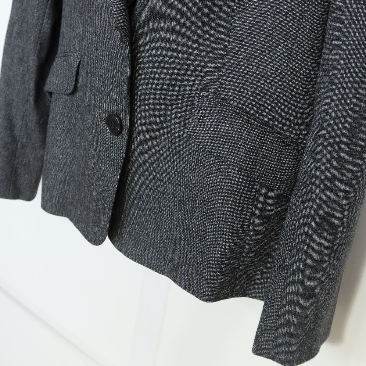 キース★スーツ テーラードジャケット&スカート 大きいサイズ42 ストレッチ素材 ウール混 濃いグレー系 z5839_画像3