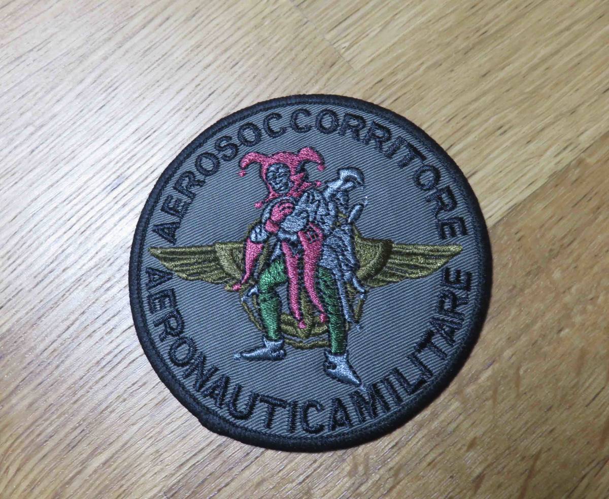 《軍円IT悪魔道化師》円型◆新品イタリアAerosoccorritore aeronautica militare ジョーカー Joker刺繍ワッペン激渋◆ミリタリー・サバゲー