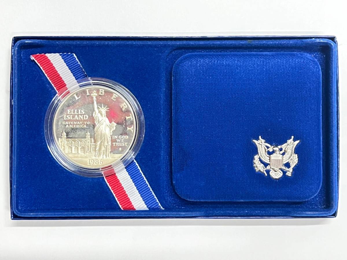 0002-1266 1円出品 アメリカ LIBERTY COIN リバティ コイン 1ドル 自由の女神 1986年 記念コイン プルーフ アメリカ造幣局 保証書 付き_画像2