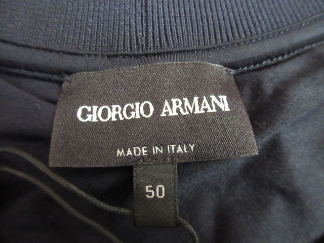 GIORGIO ARMANI ジョルジオ アルマーニ 21AW ロゴ 刺繍 Tシャツ ネイビー 50 3LSM66 SJKLZ 未使用の画像4