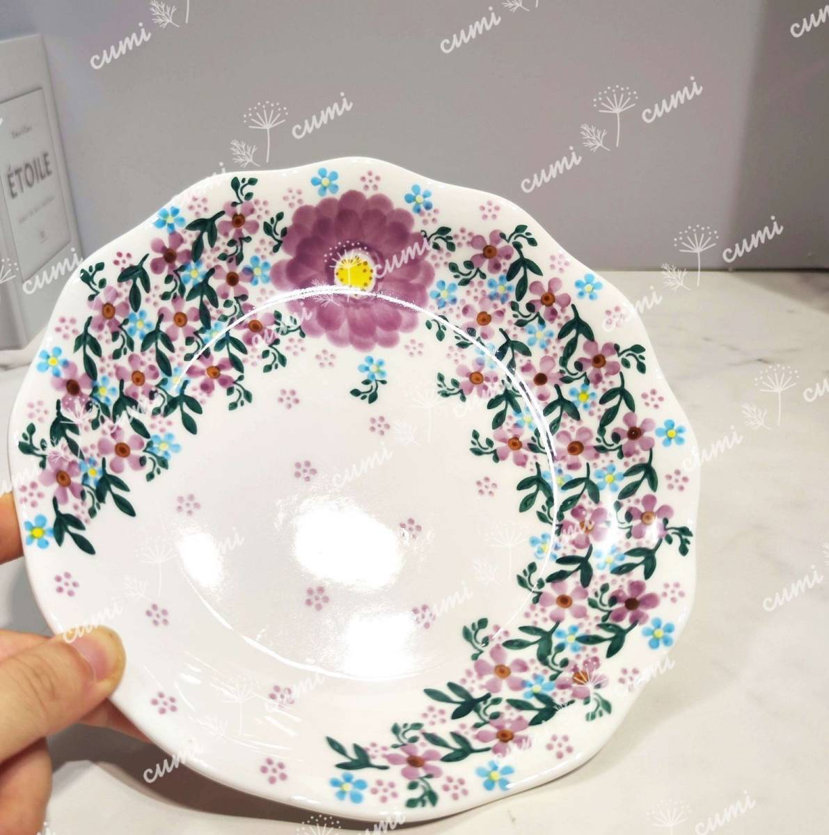 [ America ][1 piece ] Northern Europe miscellaneous goods limitation plate tableware plate ceramics flower stylish rare flower heat-resisting tableware hand .. dish washer microwave oven oven 