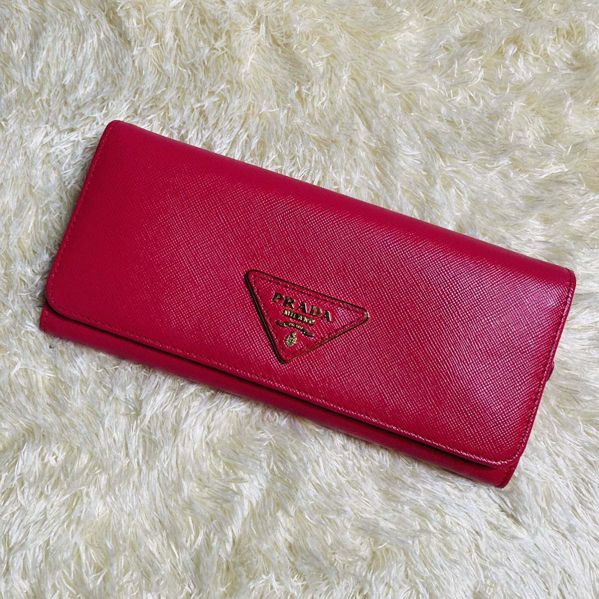 【美品】プラダ　PRADA 財布　長財布　サフィアーノレザー　ピンク