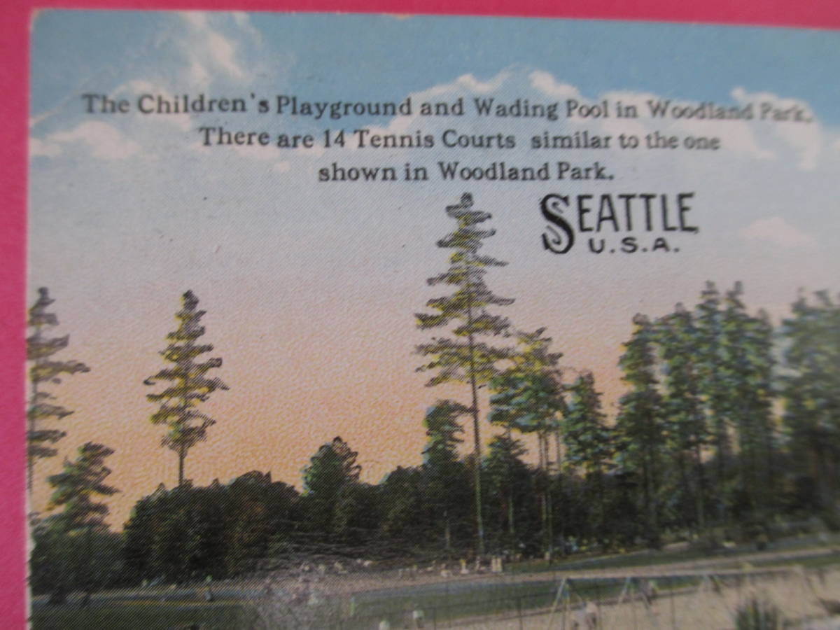 アメリカ　シアトル　ウッドランドパーク子供たちの遊び場、プール　アンティークポストカード 　No1739_画像4