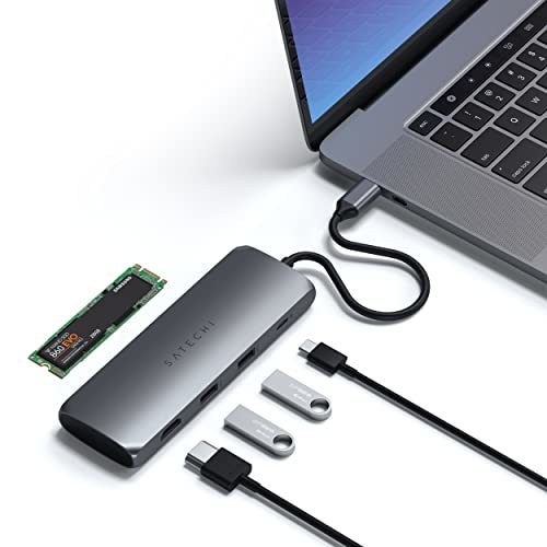 Satechi ハイブリッド USB-Cハブ (スペースグレイ) SSDスロット 4K HDMI, USB-C PD, ・・・