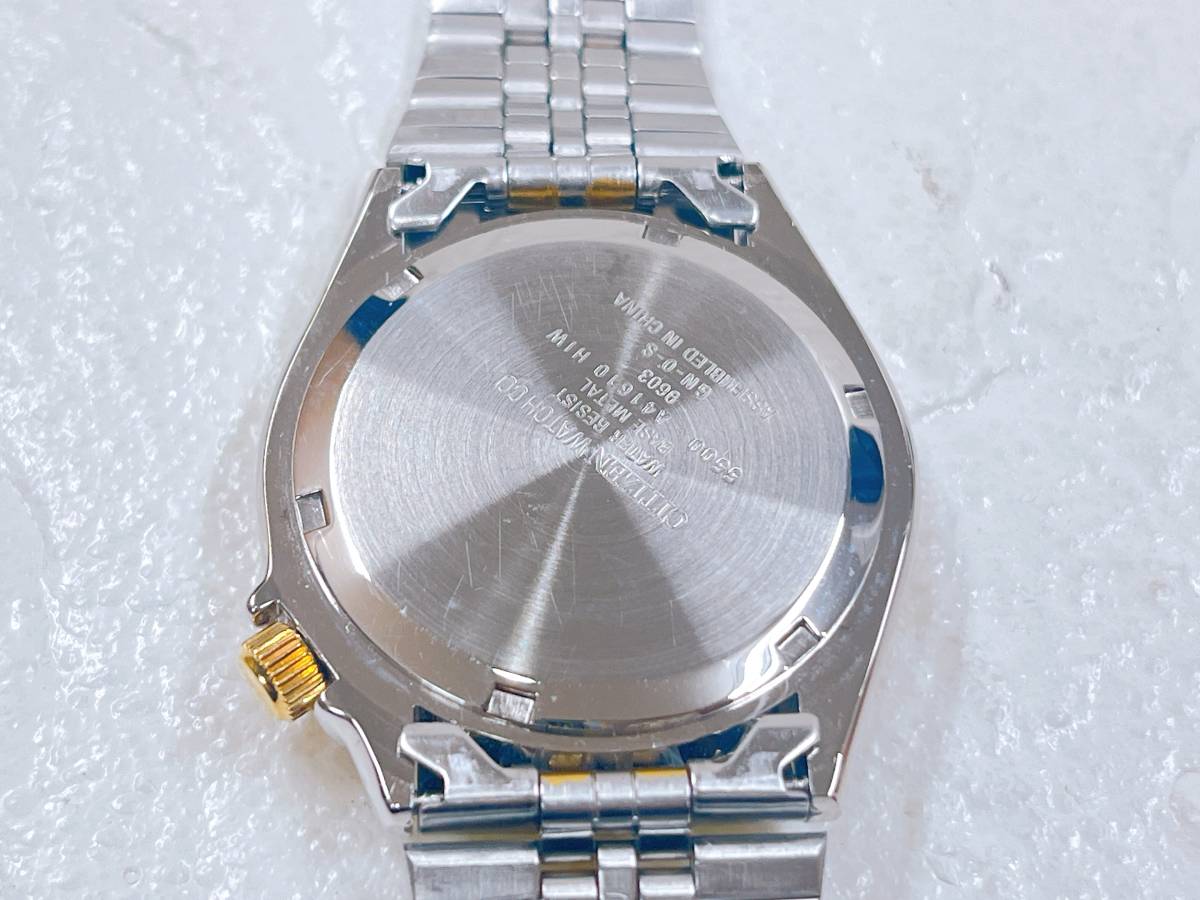 極美品 CITIZEN 腕時計 クォーツ デイデイト機能 説明書付 5500-A41610 9603 GN-0-S シチズン コンビカラー_画像4