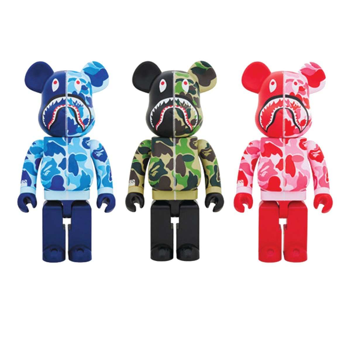 【新品未開封】BE@RBRICK BAPE ABC CAMO SHARK 200% 超合金 Green/Blue/Pink 3体セット MEDICOM TOY メディコムトイ ベアブリック NIGO