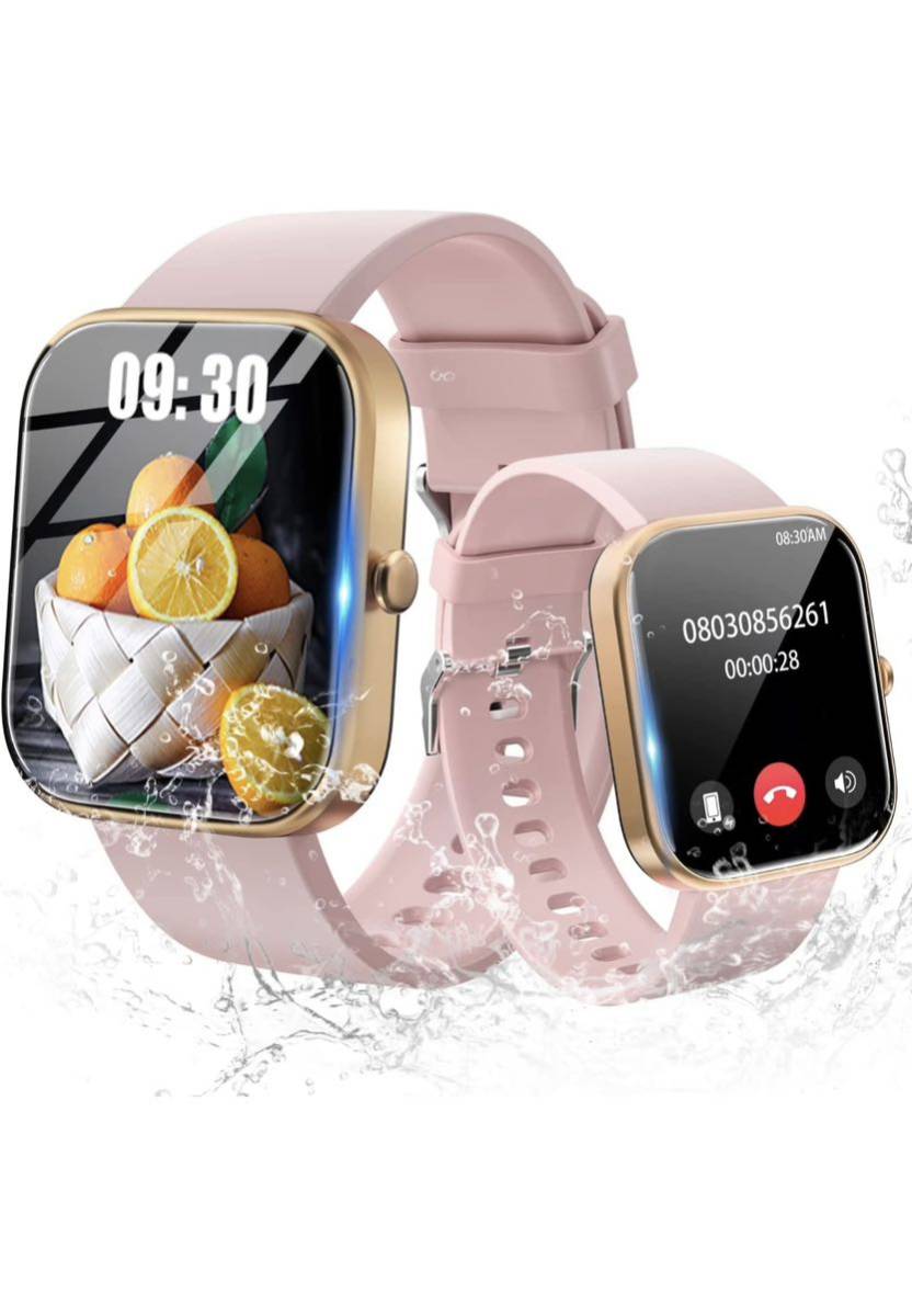 スマートウォッチ 2.0インチ大画面 bluetooth5.2 通話機能付き Smart Watch iPhone対応 アンドロイド対応 音声アシスタント (PINK)_画像1
