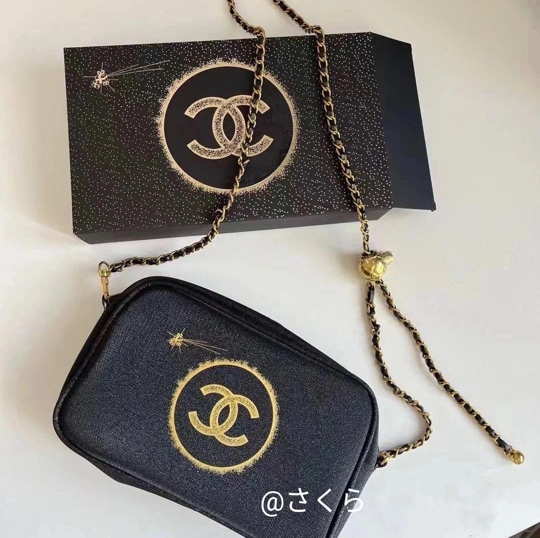 シャネル CHANEL クリスマス ノベルティポーチ ブラック ココ シャネル CHANEL クリスマス ノベルティポーチ ブラック ココ