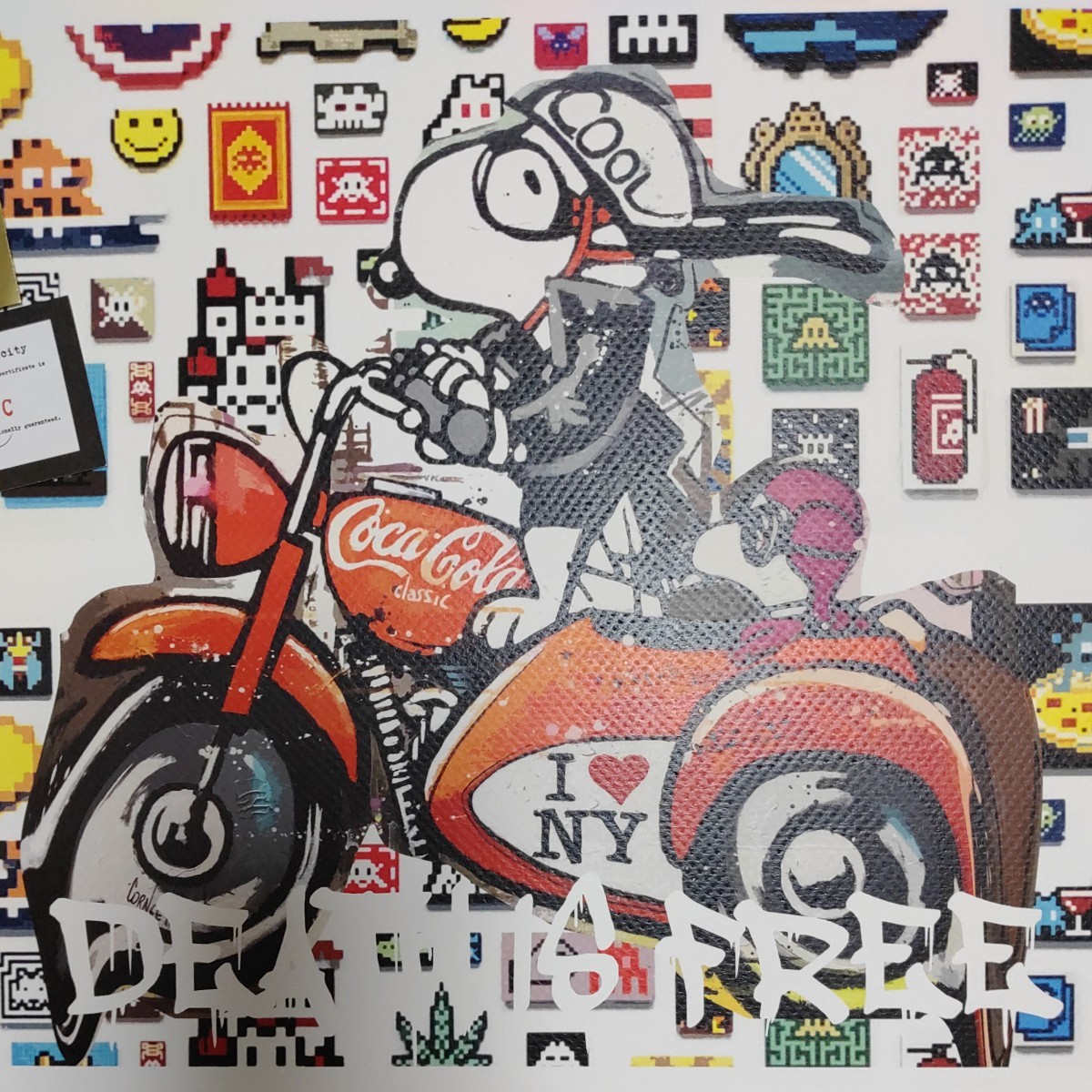 DEATH NYC 世界限定100枚 アートポスター　SNOOPY　スヌーピー　インベーダー　GAME　バイク　コカコーラ　coca-cola　トム エバハート_画像2