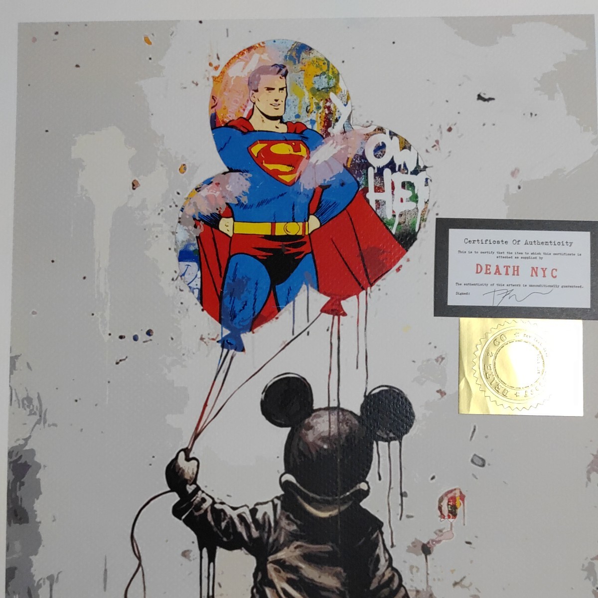 DEATH NYC 世界限定100枚 アートポスター　Banksy　バンクシー ディズマランド ミッキーマウス Balloon 風船　現代アート ストリートアート_画像2