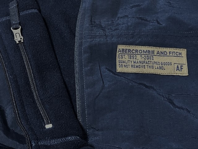 【Abercrombie & Fitch】ナイロン/フリース リバーシブル ベスト NAVY M 新品/デッドストック/希少/ヴィンテージ/大き目/HIPHOP/ストリート_画像4