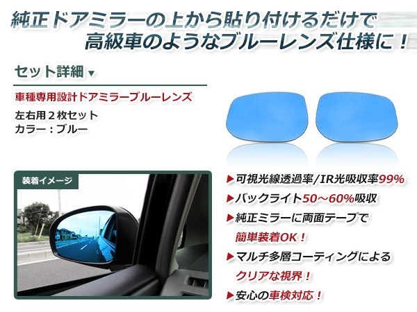 眩しさカット 広角レンズ◎ブルーレンズ サイドドアミラー ホンダ フィットハイブリット GP1/GP4 H22.10～H25.08 防眩 ワイドな視界 鏡本体_画像2