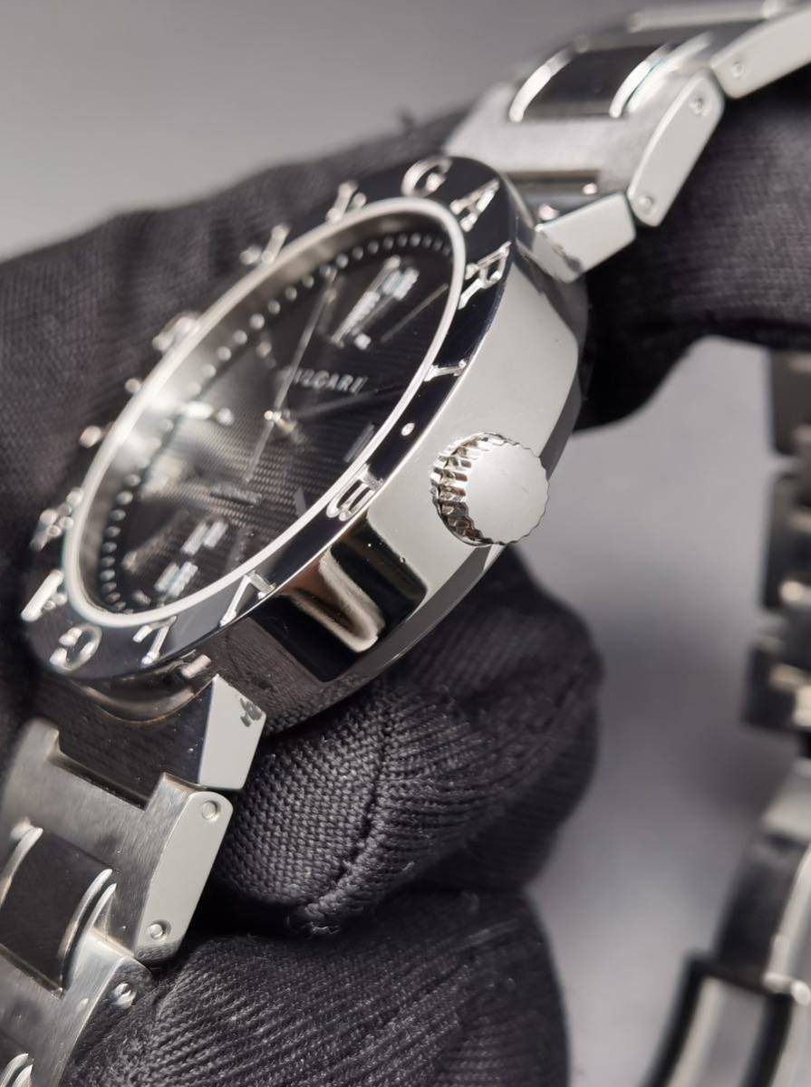 中古 保証書あり ブルガリ BVLGARI ブルガリブルガリ BB38SS AUTO デイト ステンレス SS 黒文字盤 自動巻き メンズ 腕時計の画像7
