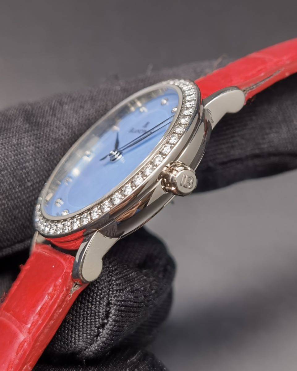 中古美品 ブランパン BLANCPAIN ヴィルレ ウルトラスリム 6102 ダイヤモンド 18K WG 750 ブルー シェル文字盤 自動巻き レディース 腕時計 _画像7