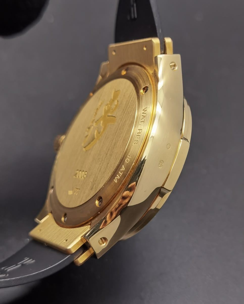 中古美品 ウブロ HUBLOT エレガントクロノ1810.3 星野仙一モデル 77本限定 クロノグラフ デイト K18 YG 750 グレー文字盤 メンズ 腕時計の画像7