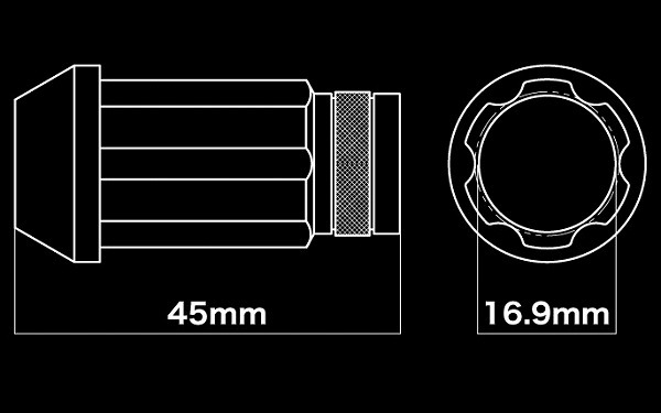 デジキャン アルミレーシングロックナット ブラック ロゴ無 袋タイプ45mm P1.5 ALN4515BK-LL レクサス NX AZG1＃/AYZ1＃ 2014年07月～_画像2