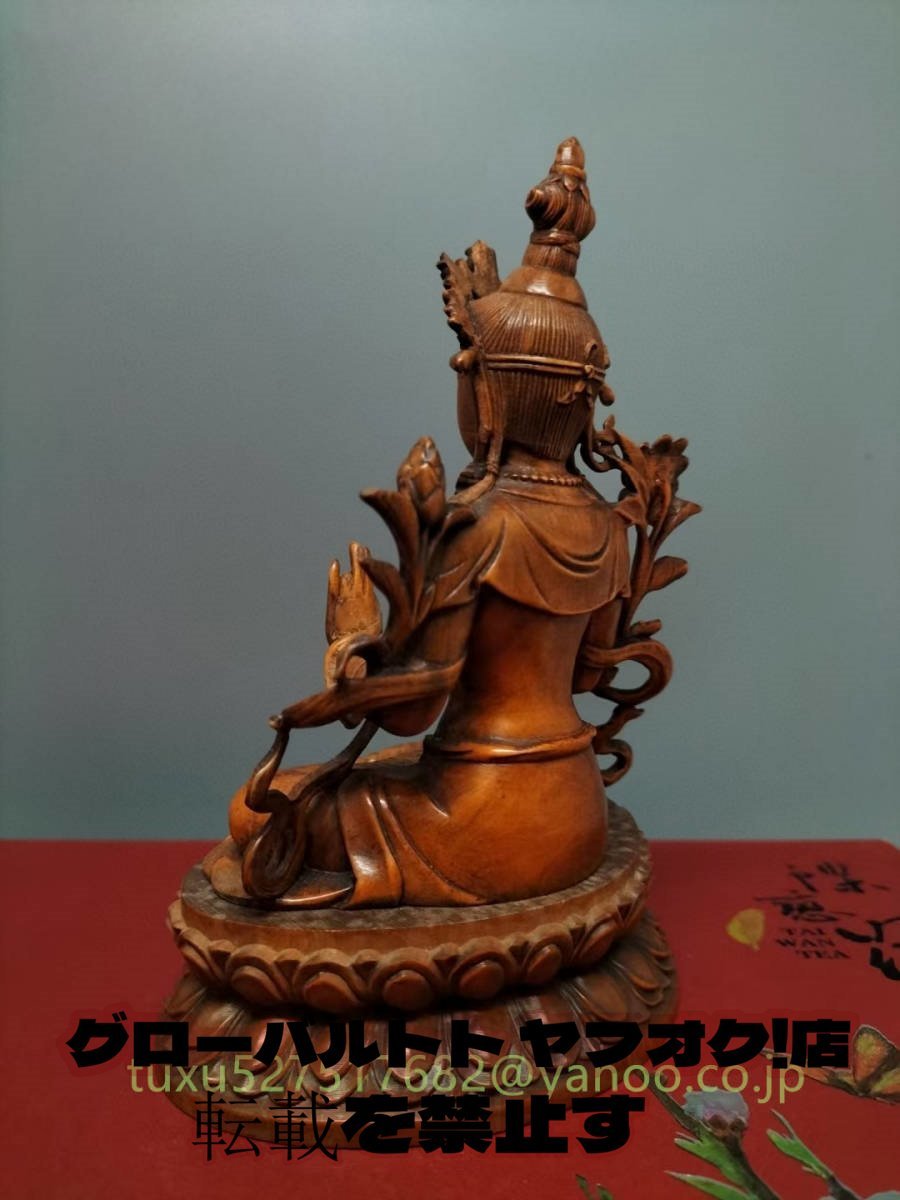 緑度母 仏教古美術 仏像 仏教美術 度母像 木彫 工芸品 チベット_画像5