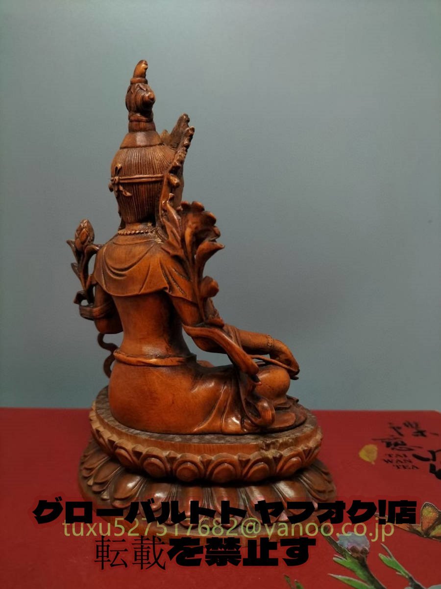 緑度母 仏教古美術 仏像 仏教美術 度母像 木彫 工芸品 チベット_画像6