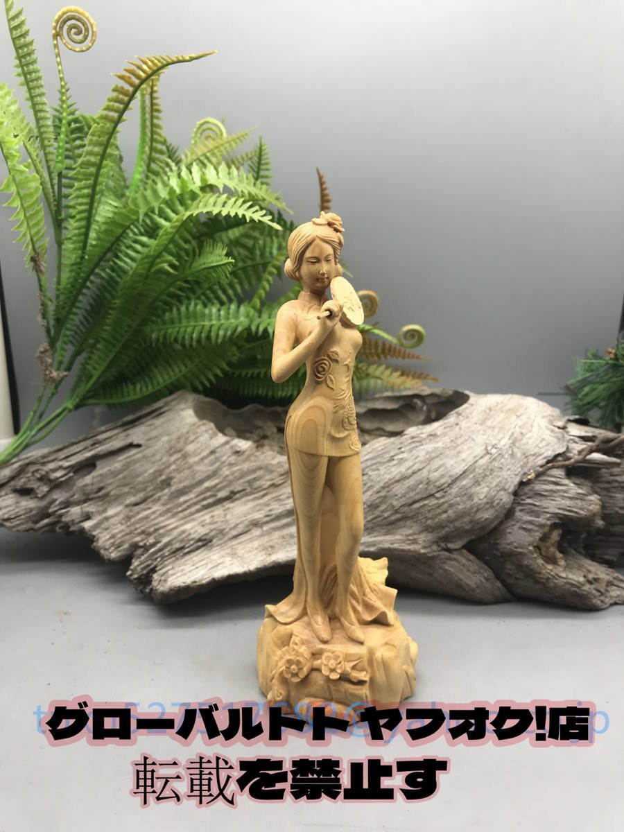  beautiful woman ornament woodworking skill tree carving sculpture handicraft 