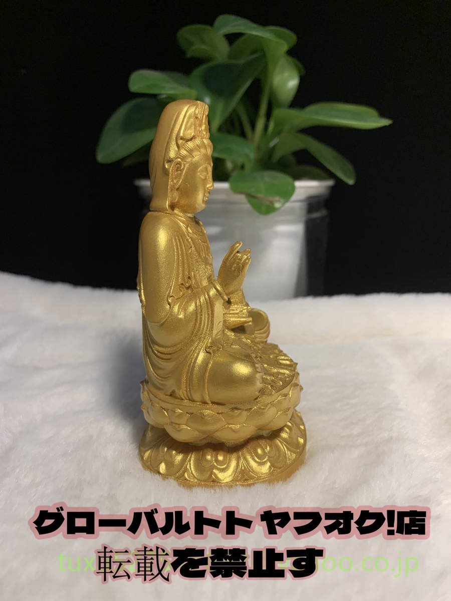 木彫仏像 観音菩薩 座像 仏教工芸品 木彫仏教 縁起物 贈り物_画像3