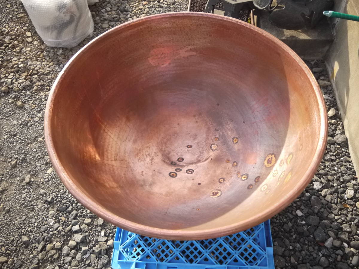 【TR40107】中古 打ち出し銅 さわり鍋 2尺（約60cm）9kg あんこ鍋_画像3