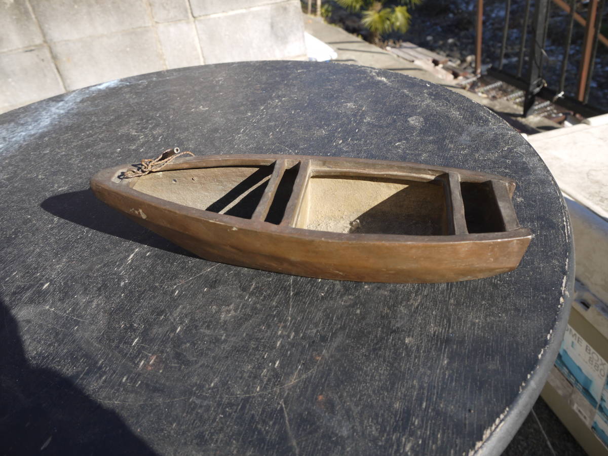 【A40114】唐銅　銅器　舟型　水盤　「尞雲作」砂鉢　花器 高岡銅器？_画像3