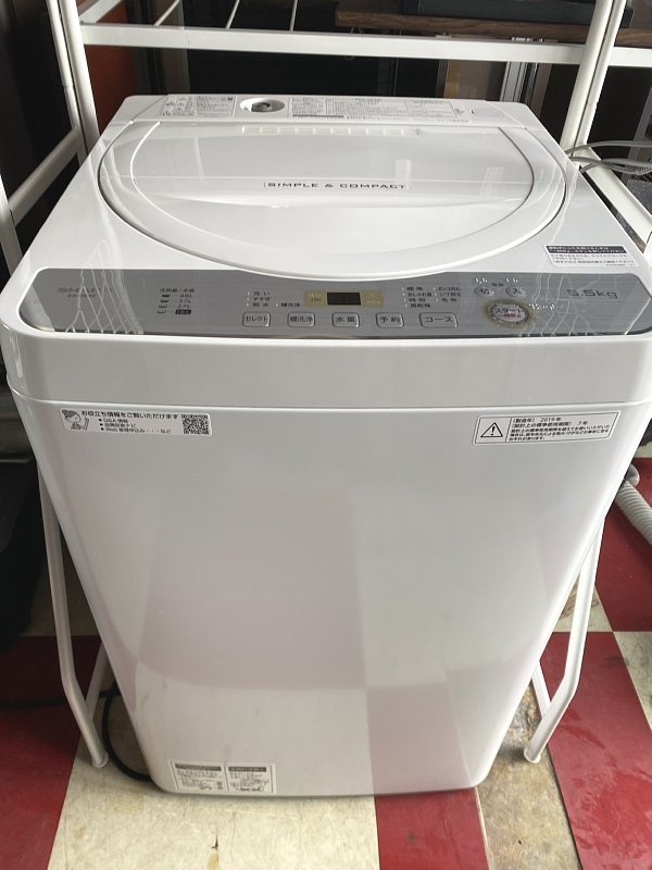 札幌限定■シャープ SHARP 全自動電気洗濯機 ES-GE5C-W 洗い5.5kg　動作品　19年製_画像1