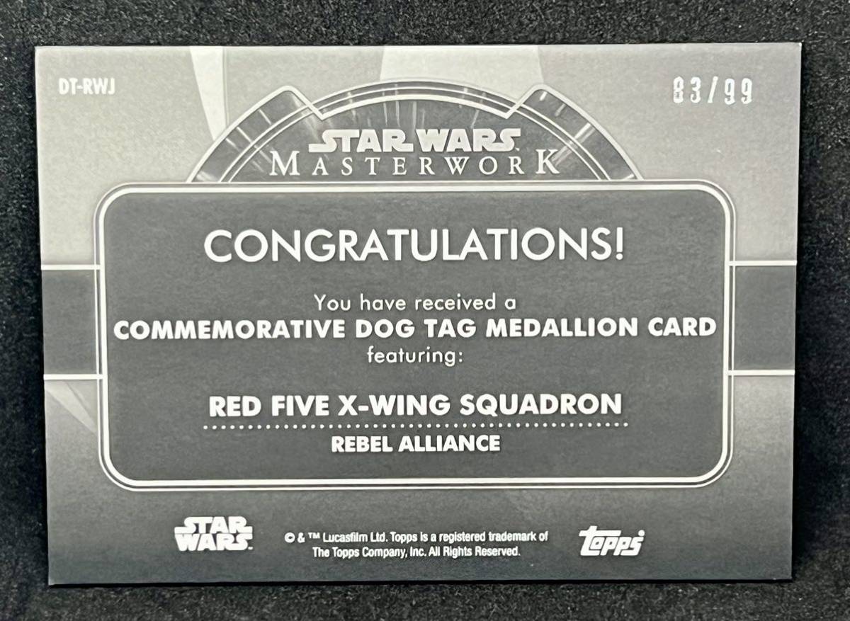 Topps STAR WARS MASTERWORK WES JANSON Commemorative Dog Tag Medallion Card スターウォーズ Red Five X-Wing Squadron_画像2