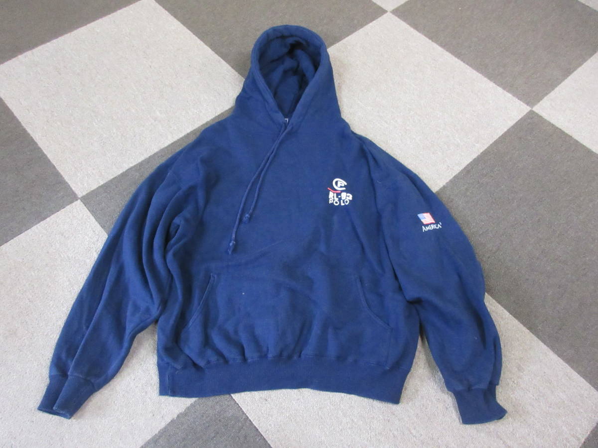 90s Ralph Lauren RL-93 America's Cup スウェットパーカ M 紺 A3 Polo ラルフローレン ヴィンテージ フーディー CP93 オールド rrl 星条旗_画像2