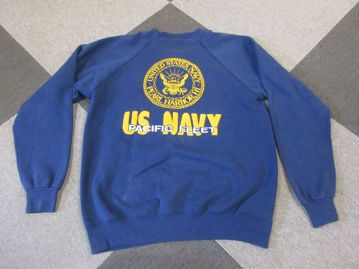 80s90s U.S.Navy スウェット L 紺 ヘインズ USA製 パールハーバー ヴィンテージ アーミー ミリタリー スウェット 海軍 Pacific Fleet _画像1