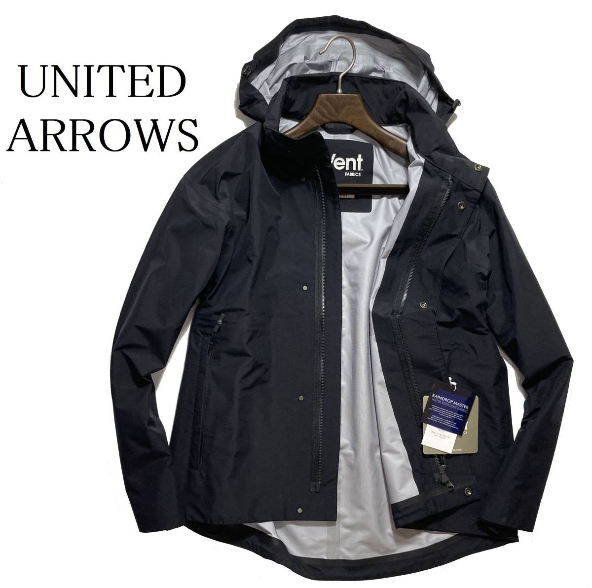 57049 new goods V regular price 2.8 ten thousand United Arrows BEAUTY&YOUTH waterproof waterproof material hood storage shell blouson UNITED ARROWS black (S)