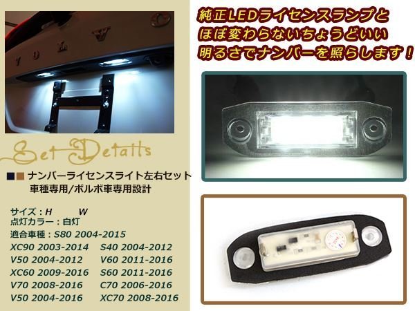 ボルボ C70/S40/S60/S80/V50/V60/V70 LED ライセンスランプ_画像2