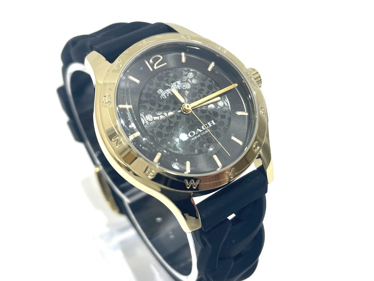 ★COACH コーチ マディ 腕時計 CA.79.7.95.1427 ブラック文字盤 レディース シグネチャー ゴールドカラー 不動品 ジャンク ★003368_ケース表面にフィルムが付いています