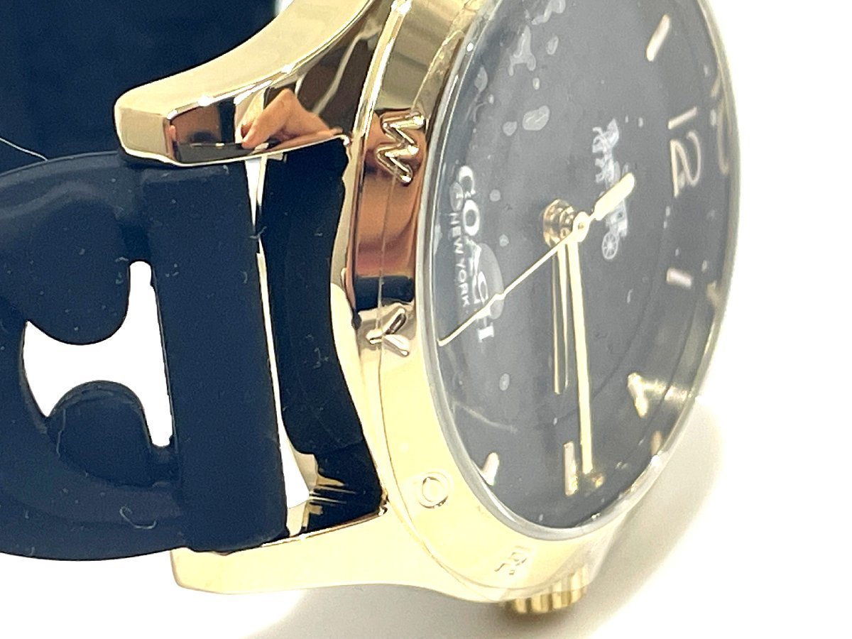 ★COACH コーチ マディ 腕時計 CA.79.7.95.1427 ブラック文字盤 レディース シグネチャー ゴールドカラー 不動品 ジャンク ★003368_ベゼルにキズ有り