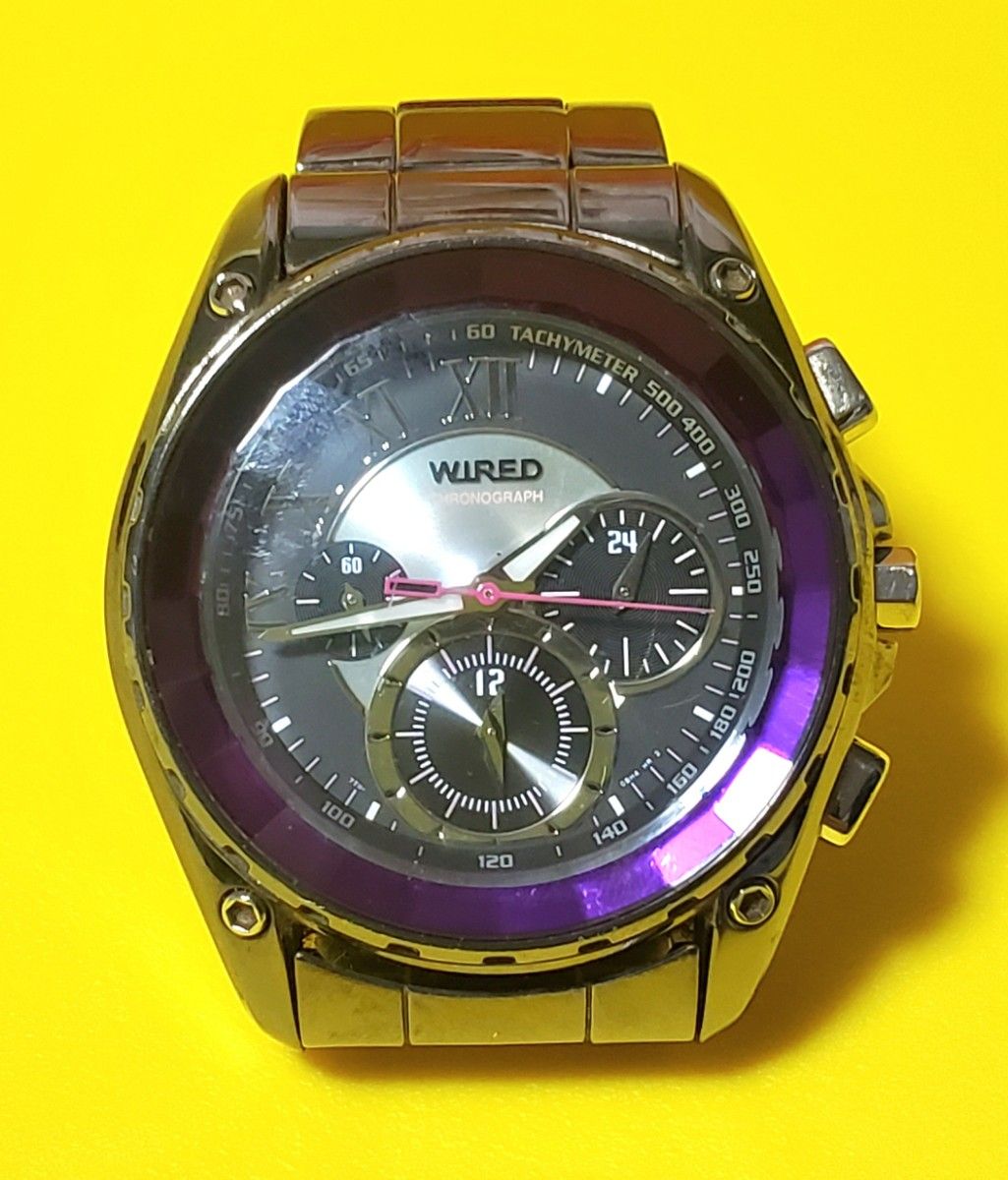 コレクション　SEIKO　WIRED 限定 腕時計 ブラック/パープル/7T11  クロノグラフ