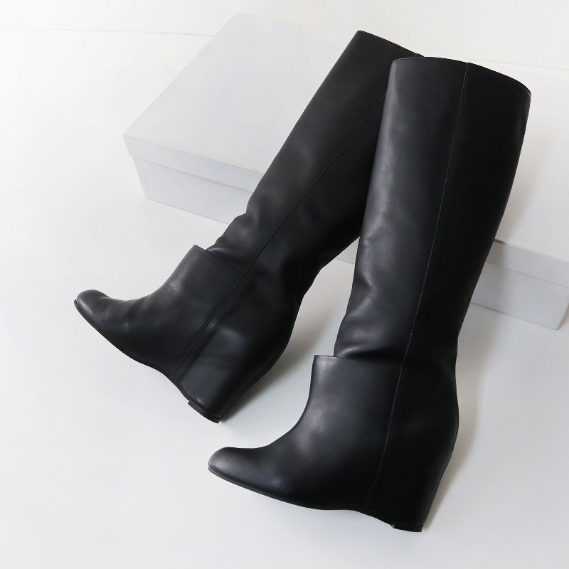 エムエムシックス メゾンマルジェラ MM6 Maison Margiela レザー ロングブーツ 36/ブラック シューズ【2400013693776】_画像1