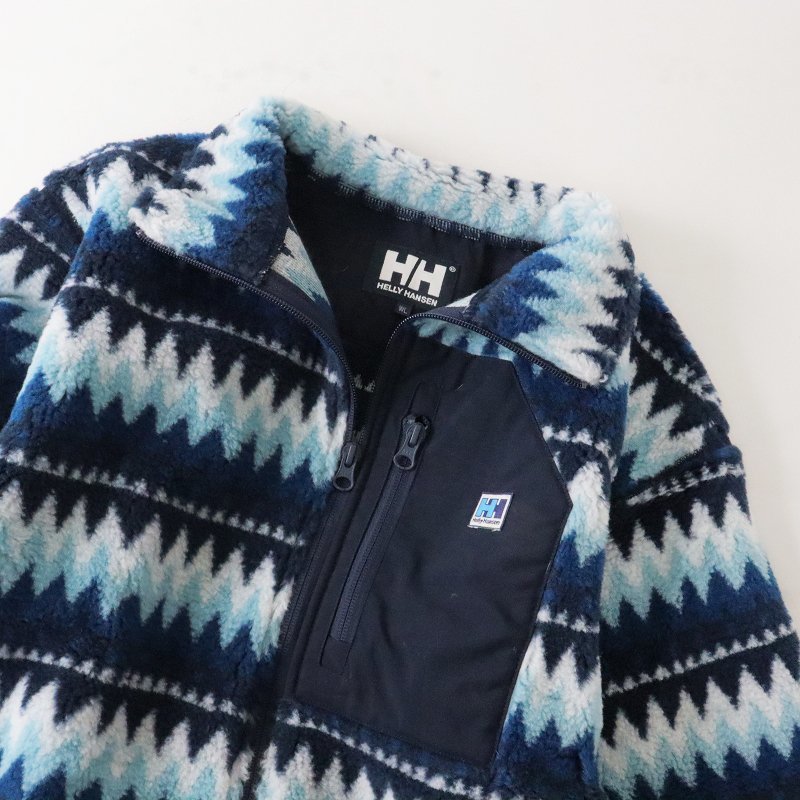 美品 HELLY HANSEN ヘリーハンセン HE52172 ファイバーパイルジャカードジャケット WL/ネイビー フリース【2400013273497】