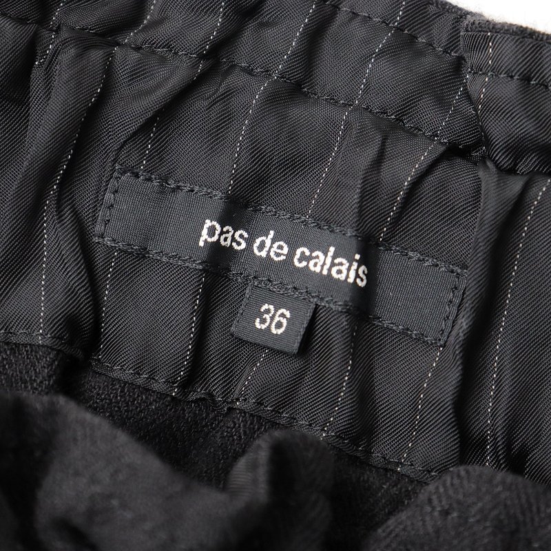 2017AW パドカレ pas de calais ウールリネンコットンヘリンボン起毛スカート 36/ブラック ボトムス ロング ギャザー 【2400013682763】_画像6