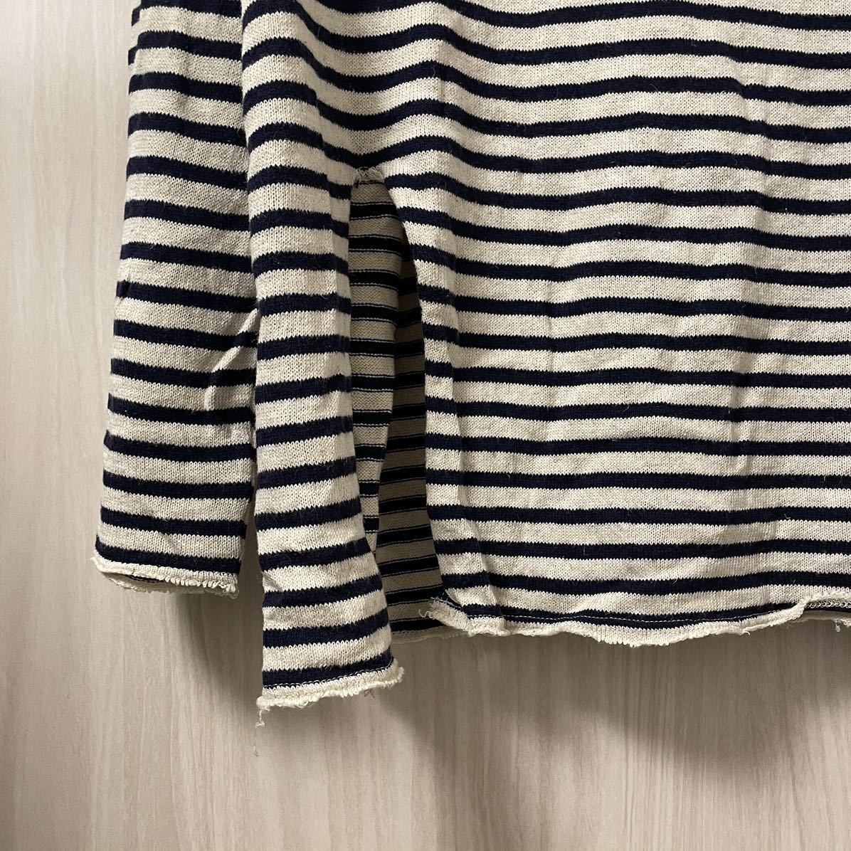 ヨウジヤマモト オム ボーダー 長袖Tシャツ 青 yohji yamamoto ヨウジヤマモト オム ボーダー 長袖Tシャツ 青 yohji yamamoto