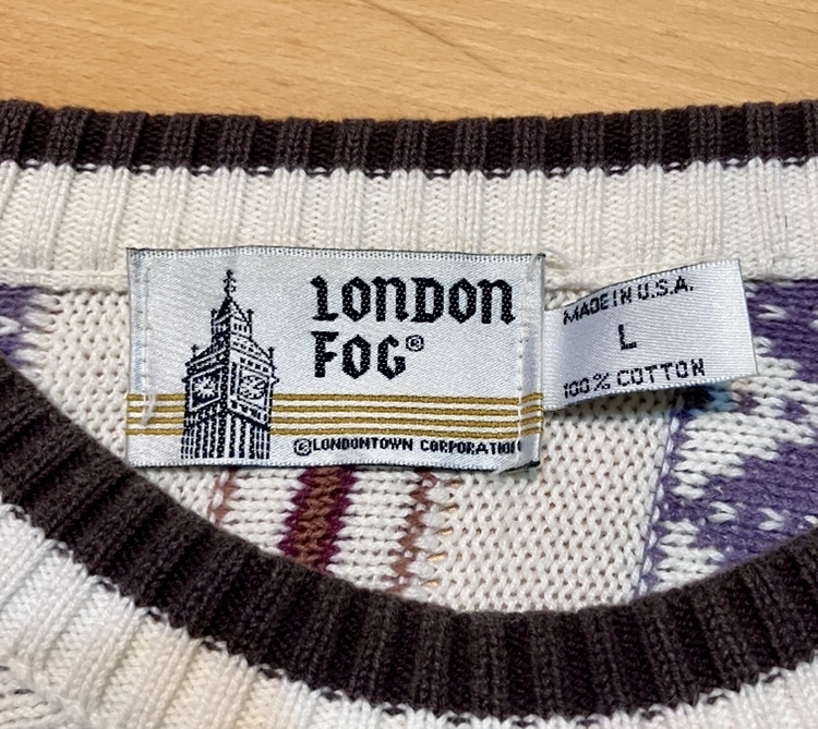 アメリカ製ビンテージLONDON FOG ロンドンフォグ 3Dニットセーター