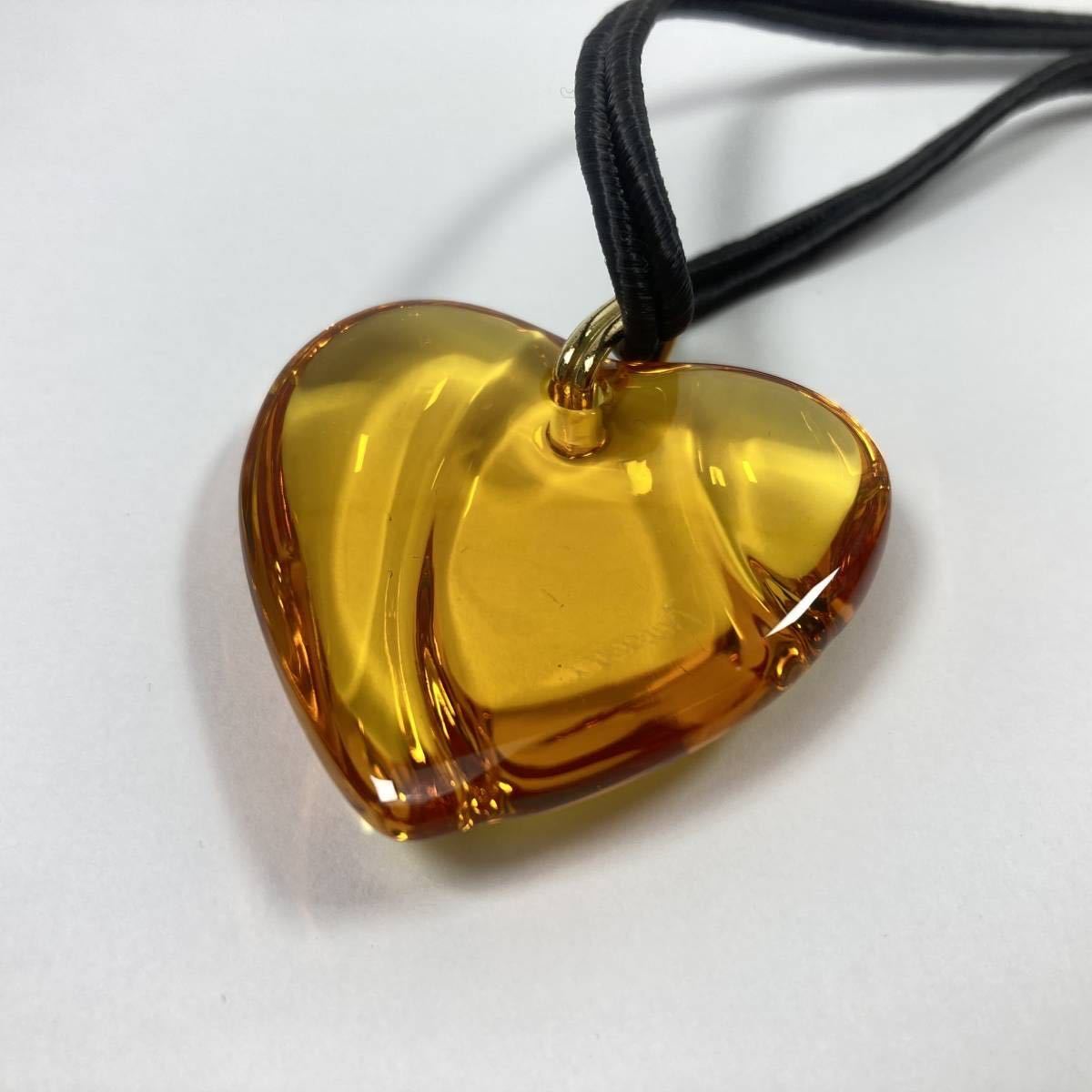 Baccarat バカラ ハート ネックレス クリスタルガラス オレンジ Baccarat バカラ ハート ネックレス クリスタルガラス オレンジ