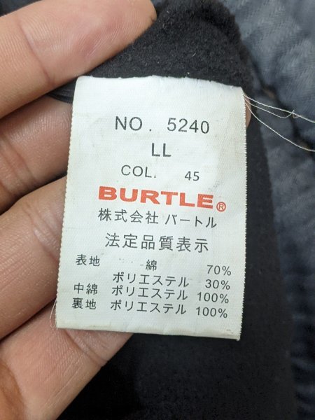 17．BURTLE バートル 裏一部フリース生地 中綿入り ワークジャケット 作業着 ワークウェア メンズLL インディゴy508_画像8