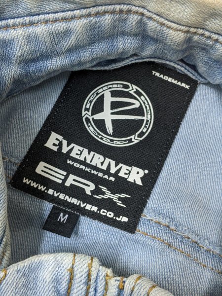 20．EVENRIVER イーブンリバー ERX ストレッチ素材 デニムジャケット Gジャン 作業着 ワークウェア メンズM インディゴy705_画像4